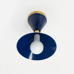 Navy & Brass mid century modern flush mount ceiling light