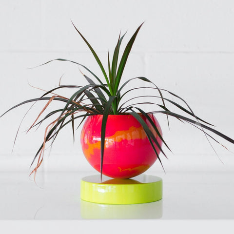 Neon Pink, Orange, & Chartreuse Marbled Loa Planter