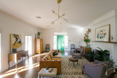 dabito living room emery chandelier green door