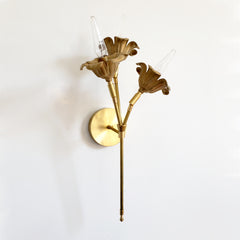 Brass floral bouquet wall sconce alternate side view with adjustable flowers