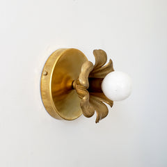 Brass flower sconce or flushmount ceiling fixture side view