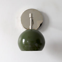 Chrome and olive green mid century modern wall sconce