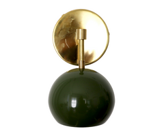 Olive green and brass mid century modern wall sconce