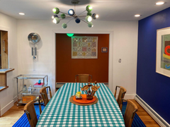 Colorful midcentury modern inspired dining room