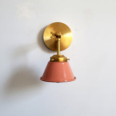 Coral peach and Brass modern adjustable cone sconce