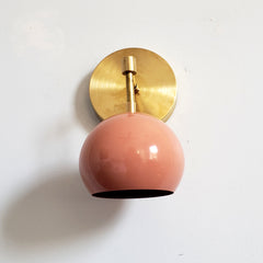Brass and Peach Midcentury modern bohemian inspired wall sconce by Sazerac Stitches