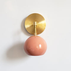 Brass and Peach Midcentury modern bohemian inspired wall sconce by Sazerac Stitches