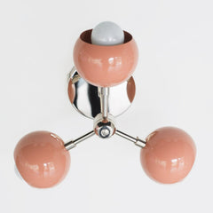 Peach and Chrome mid century modern ceiling light for small rooms, bathrooms, and more.