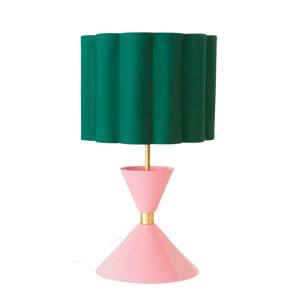 pink and green feminine palm beach style mid century modern inspired table lamp