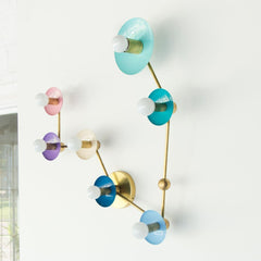 Pisces colored wall sconce or flushmount ceiling light in the shape of the Pisces constellation.  Astrology based lighting