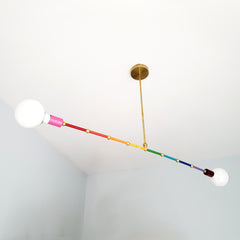 Long Modern rainbow chandelier for skinny dining room tables