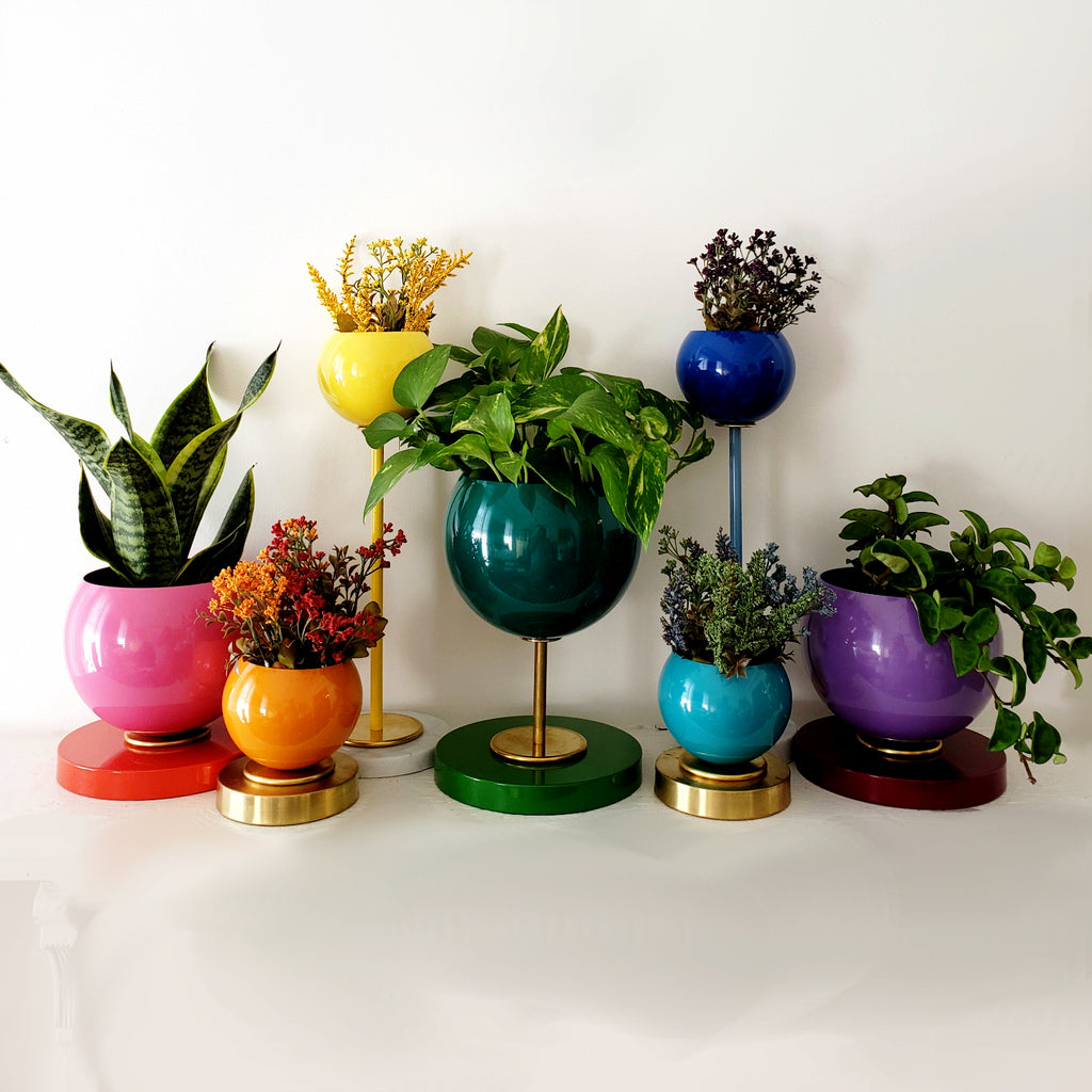 Rainbow collection of planters and vases for weddings, pride parties, rainbow tablescape decor, etc