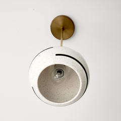 Earthy modern organic ceramic pendant lighting inspired by inlaid terrazzo bottom view