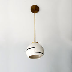 Earthy modern organic ceramic pendant lighting inspired by inlaid terrazzo front view