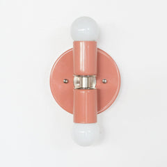 Peach and Chrome small wall sconce or flushmount ceiling light 