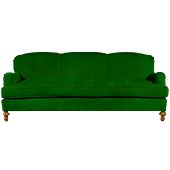Emerald green english roll arm traditional styled velvet sofa in luxurious velvet fabric
