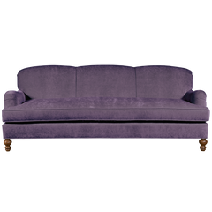lilac english roll arm traditional styled velvet sofa in luxurious velvet fabric
