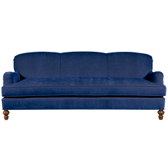 royal blue english roll arm traditional styled velvet sofa in luxurious velvet fabric