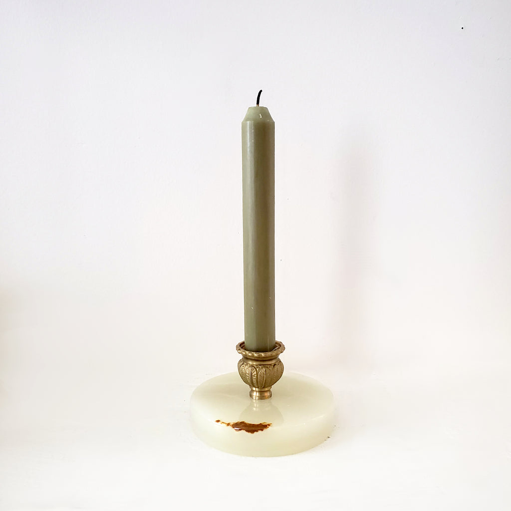 Onyx and cast brass handmade small candle holder for boho holiday decor