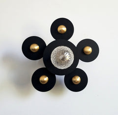 black and brass modern geometric circle sconce or flusmount fixture