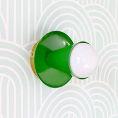 70s style mid century modern bright green wall sconce or flushmount ceiling light