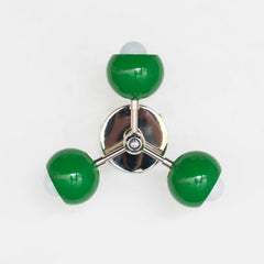 green and chrome mid century modern sconce or flushmount ceiling light for bathrooms, small bedrooms, and more