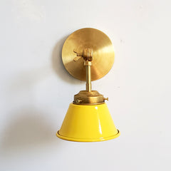 Yellow and Brass modern adjustable cone sconce
