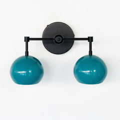 Teal & Black two light mid century mod style sconce