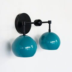 Teal & Black two light mid century mod style sconce