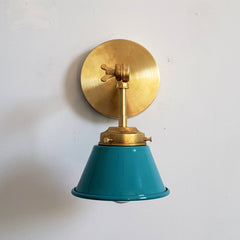teal and Brass modern adjustable cone sconce for children's bedroom decor