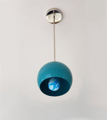 Chrome and teal modern globe kitchen pendant lighting