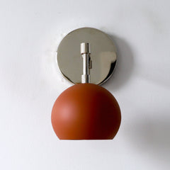 Chrome and Terra Cotta Single mid century modern wall sconce