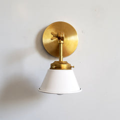 white and Brass modern adjustable cone sconce