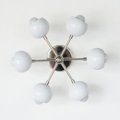 White & Chrome mid century modern style small chandelier