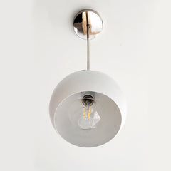 White and Chrome Globe shaped pendant lighting midcentury modern inspired design