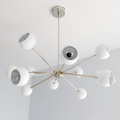 White and Chrome Mid century modern sputnik style chandelier