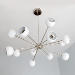 White and Chrome mid century modern sputnik style chandelier