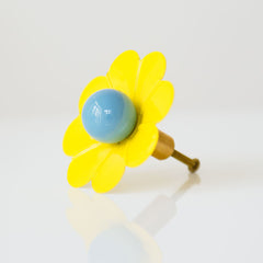Yellow and pastel flower shaped drawer pull by sazerac stitches