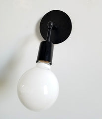 all black modern wall sconce shelf lighting adjustable light fixture industrial midcentury inspired