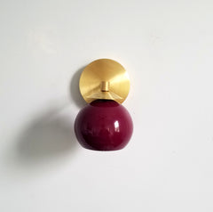 black cherry and brass mid century inspired MCM design lighting color wall sconce