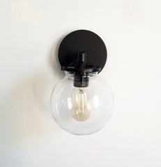 Black and Clear Jones wall sconce glass globe bathroom vanity lighting modern minimalism