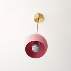 Light Pink and brass mid century inspired pendant light