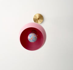 Light Pink and brass mid century inspired pendant light