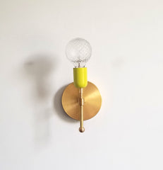 brass and neon yellow chartreuse sconce modern lighting