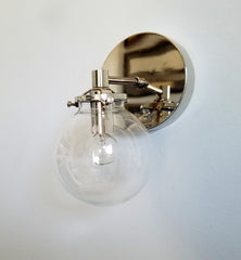 chrome and clear wall sconce modern lighting mid century style