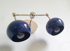Chrome and Navy two light wall sconce