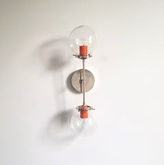 orange and chrome glass wall sconce modern with tangerine accents