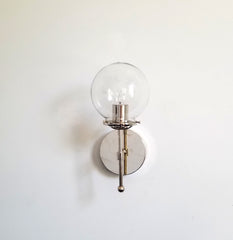 chrome and clear glass wall sconce with globe shade vanity bathroom lighting