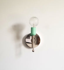 chrome and mint camp sconce modern wall lighting fixture