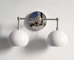 Chrome and White modern two light wall fixture
